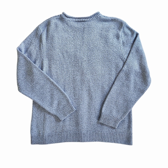 Vintage 1990s Rolled-Neck Pullover Sweater Women XL Marled Blue Cable Knit - Picture 5 of 6